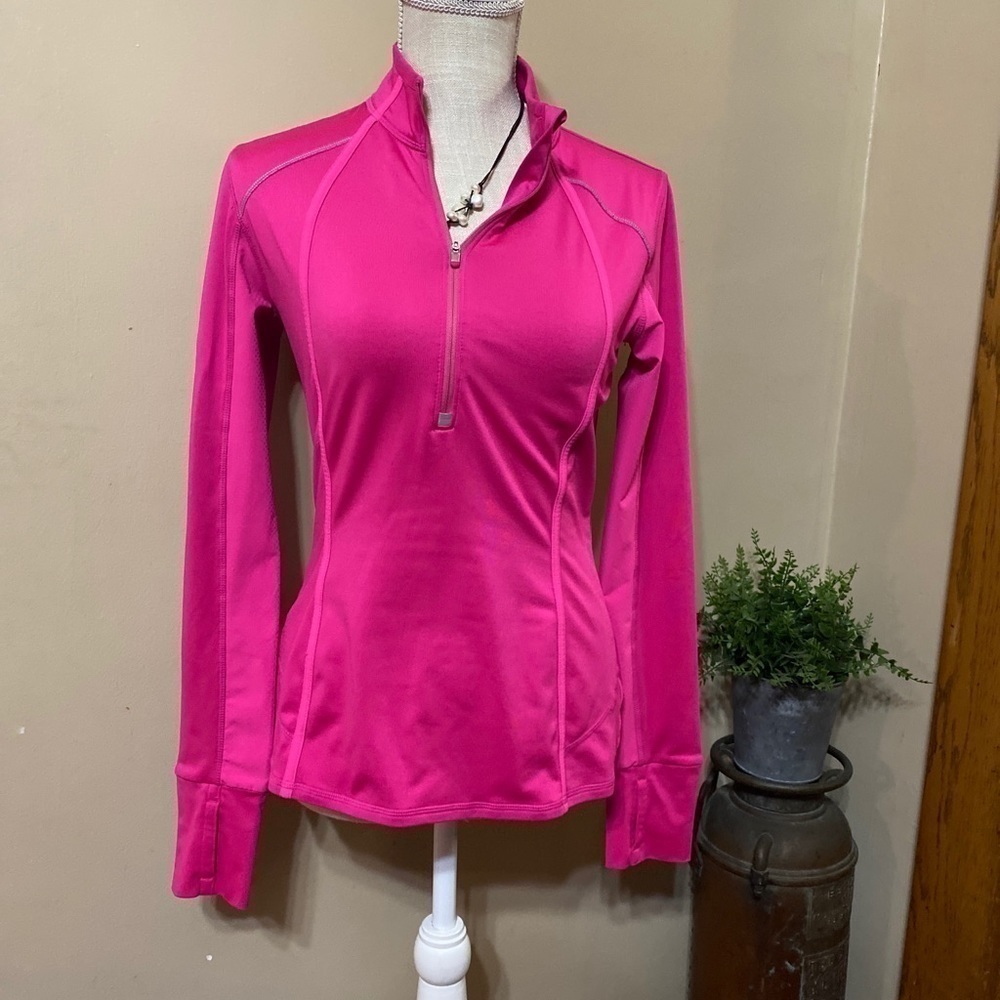 Athleta Pullover XS Womens Hot Pink Long Sleeves Quarter Zip Workout Athleisure.